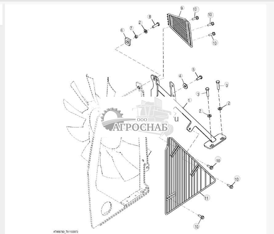 Опора решетки и кожух вентилятора с кондиционером воздуха 